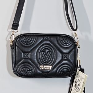 Valentino Orlandi Black Quilted Leather Crossbody Bag NWT Retail $330